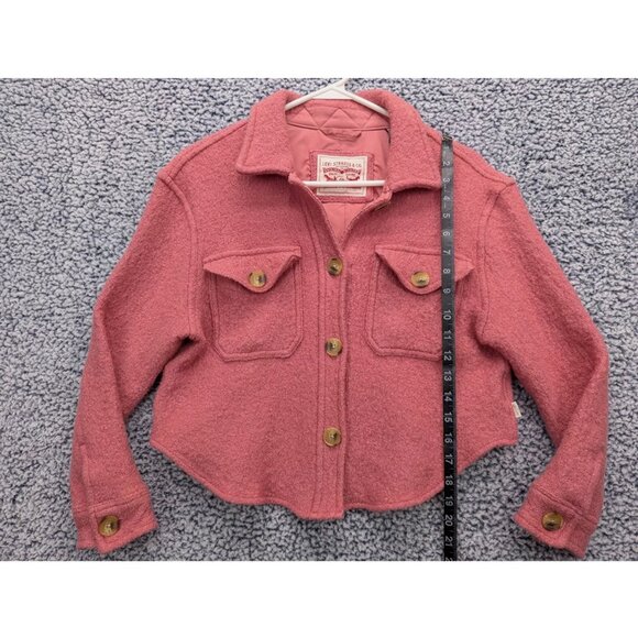 Levis Cropped Western Shacket Womens S Wool Blend Country Cowgirl Tweed Pink - Picture 7 of 10
